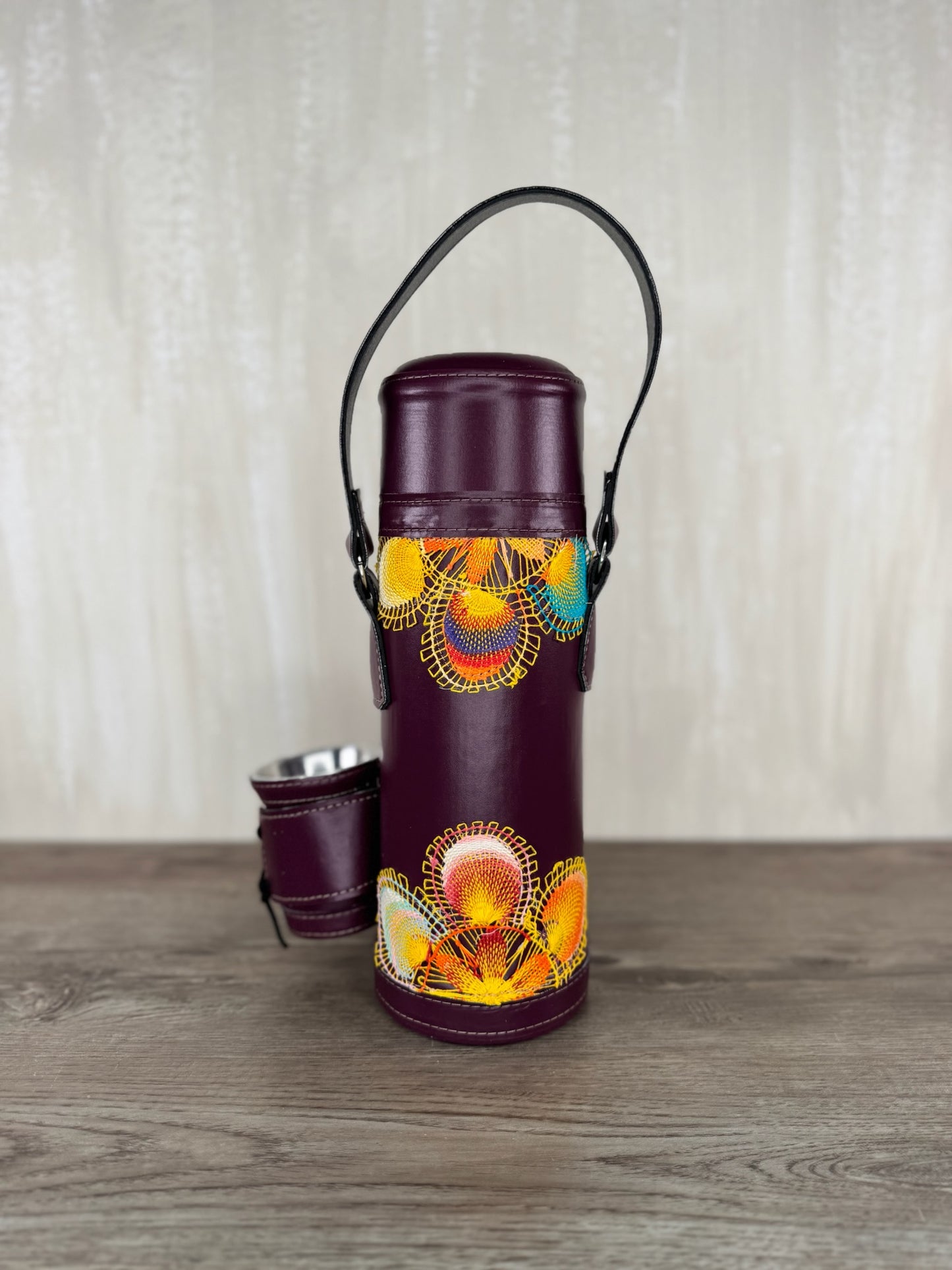 Full Mate Set - Leather Termo, Gourd & Bombilla (Straw) - Ñanduti