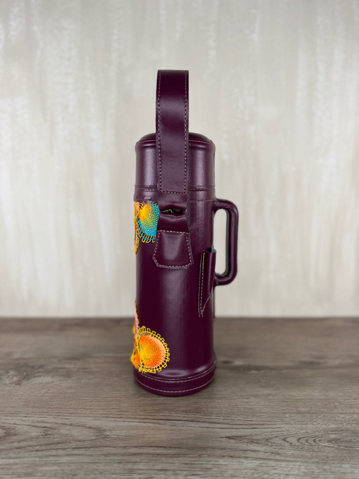 Full Mate Set - Leather Termo, Gourd & Bombilla (Straw) - Ñanduti