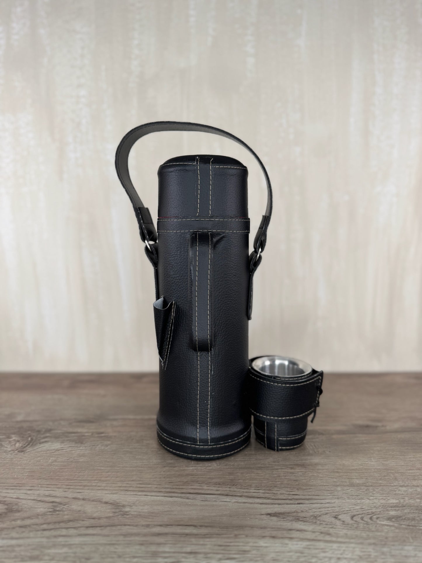 Full Mate Set - Leather Termo, Gourd & Bombilla (Straw) - Black