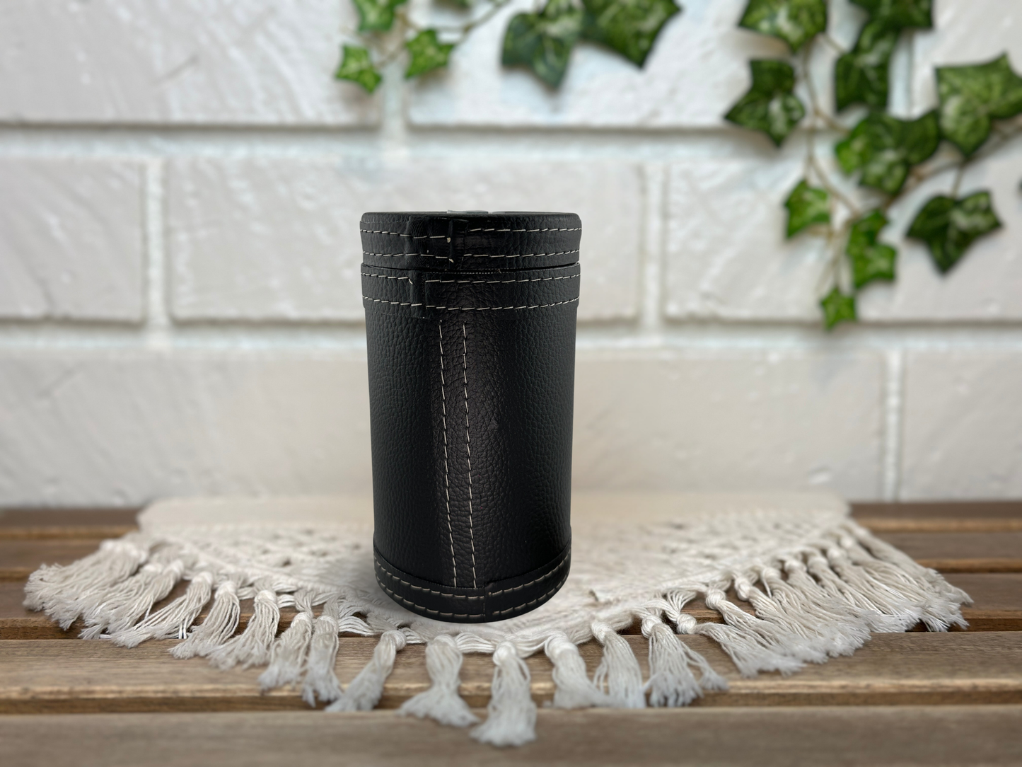 Yerba Mate Container | Yerbera | Azucarera | Black Ñanduti Design | Handcrafted in Paraguay