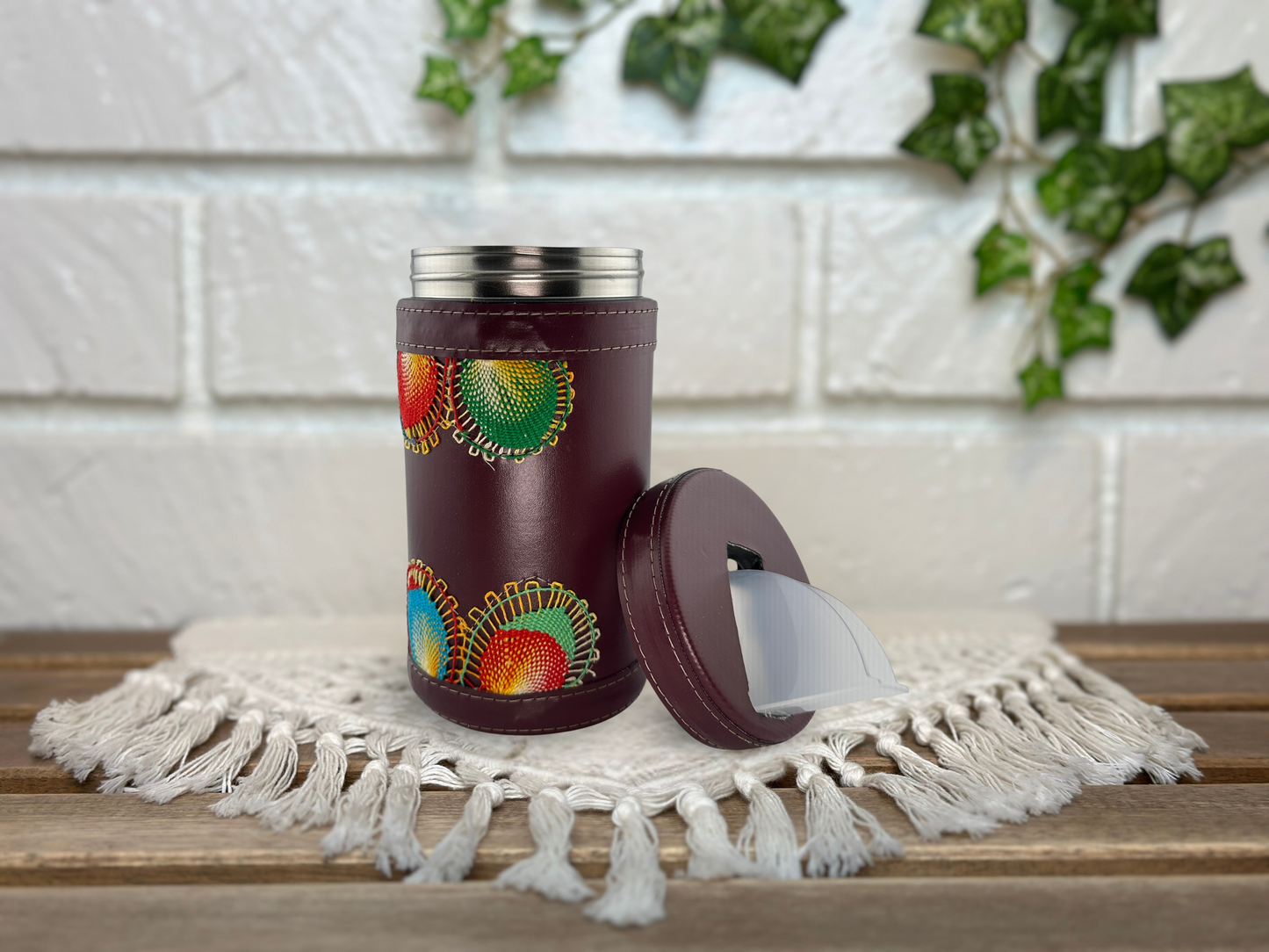 Yerba Mate Container | Yerbera | Azucarera | Ñanduti Design | Handcrafted in Paraguay