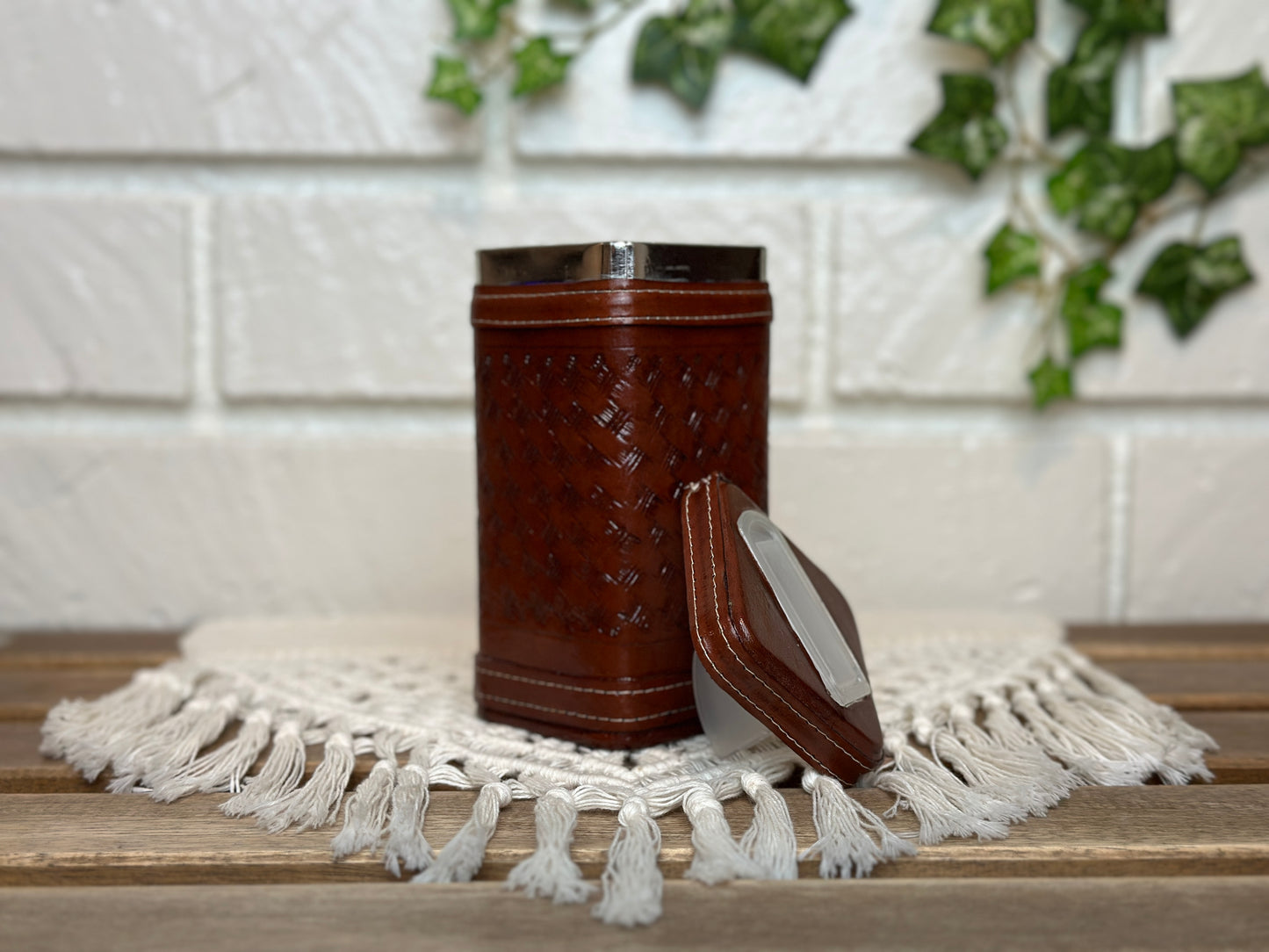 Tall Yerba Mate Container Leather | Yerbera | Azucarera | Brown Leather | Black Leather