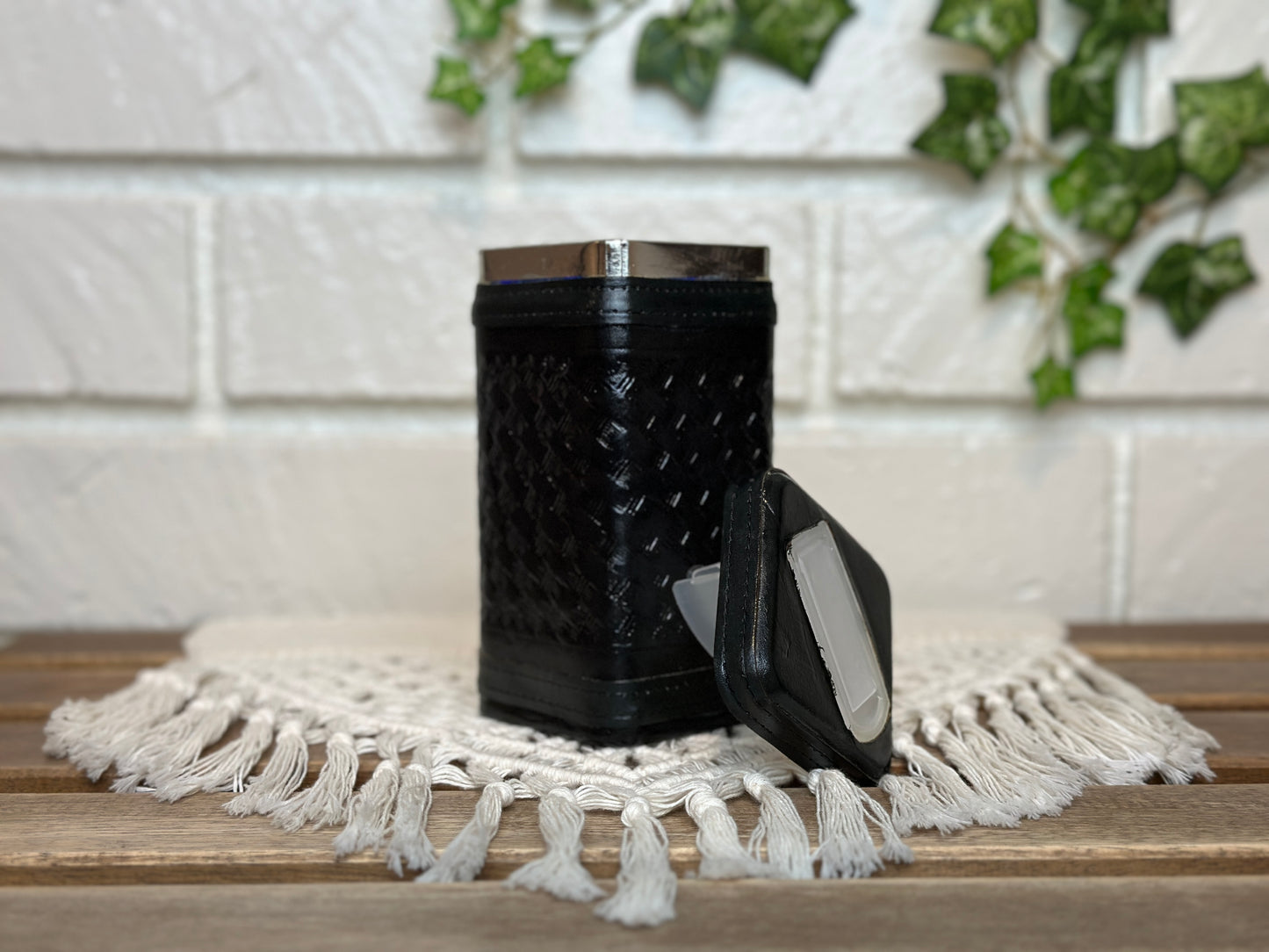 Tall Yerba Mate Container Leather | Yerbera | Azucarera | Brown Leather | Black Leather