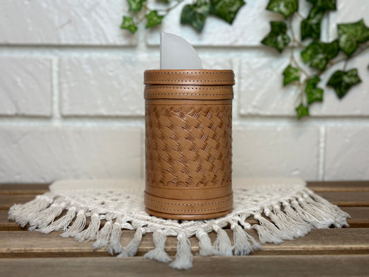 Tall Round Yerba Mate Container Leather | Yerbera | Azucarera