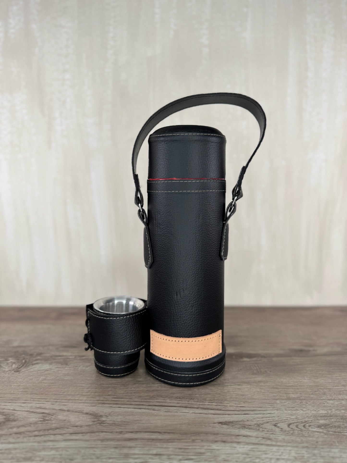 Full Mate Set - Leather Termo, Gourd & Bombilla (Straw) - Black
