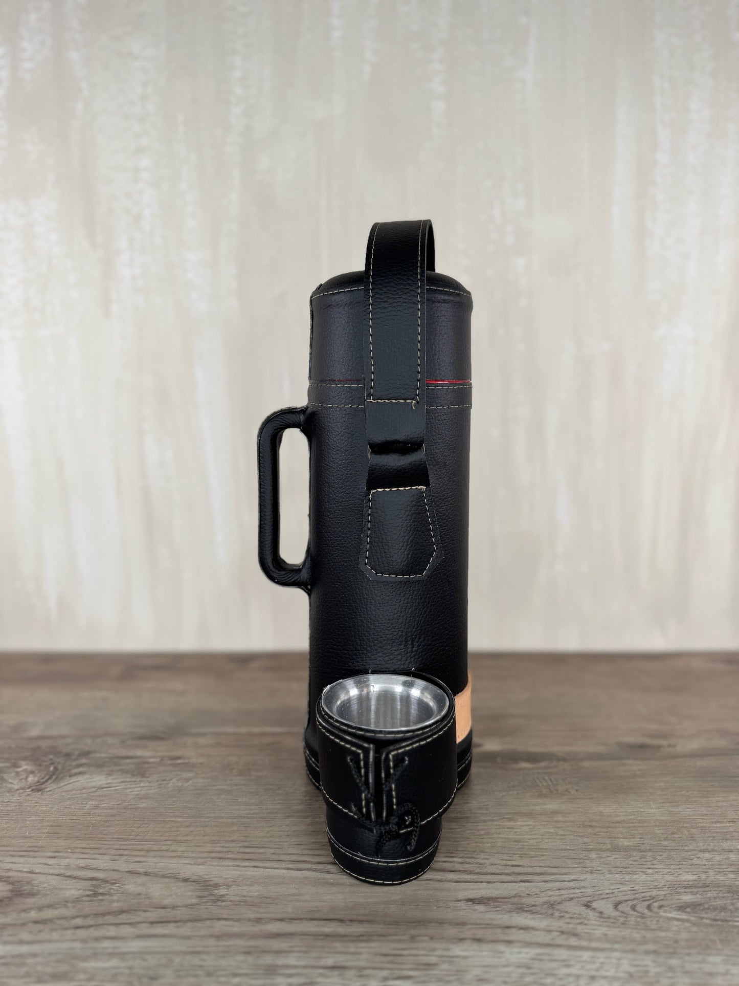 Full Mate Set - Leather Termo, Gourd & Bombilla (Straw) - Black