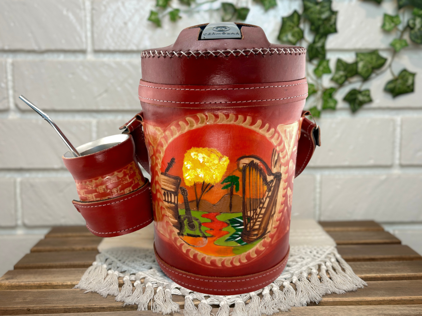 Tereré Set: Thermo, Guampa and Bombilla for Yerba Mate, Red