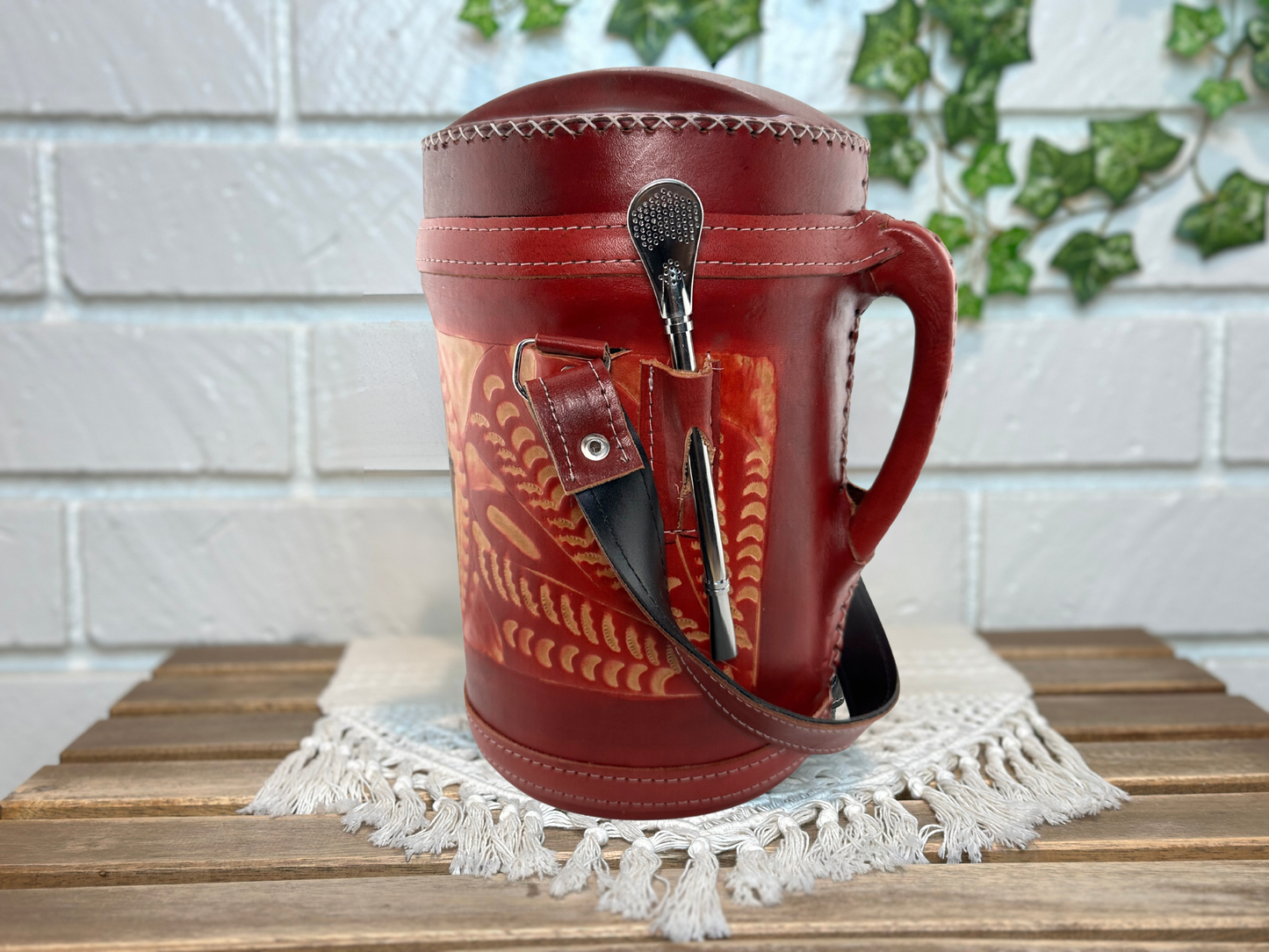 Tereré Set: Thermo, Guampa and Bombilla for Yerba Mate, Red