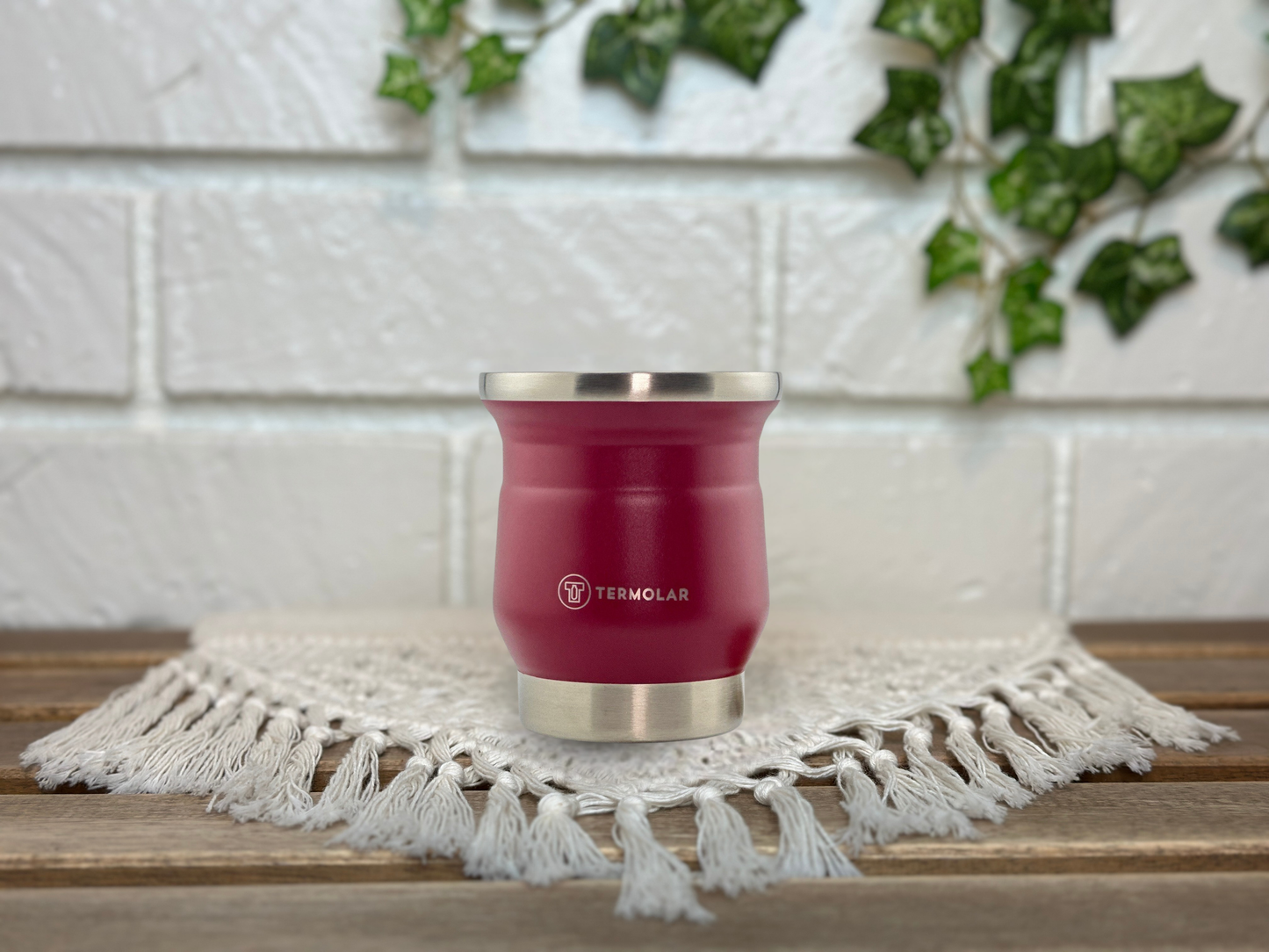 Stainless Steel Yerba Mate Set, Termolar R-Evolucion Flask, Mate Cup, Mate Straw, Burgundy