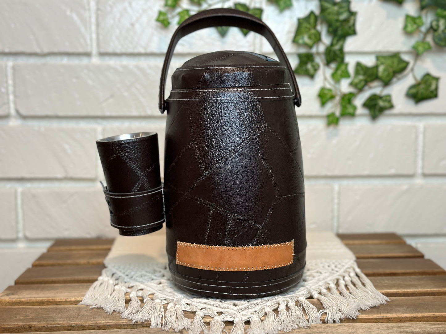 Tereré Set: Leather Yerba Mate Termo (cold water), Mate Cup & Bombilla (Straw)