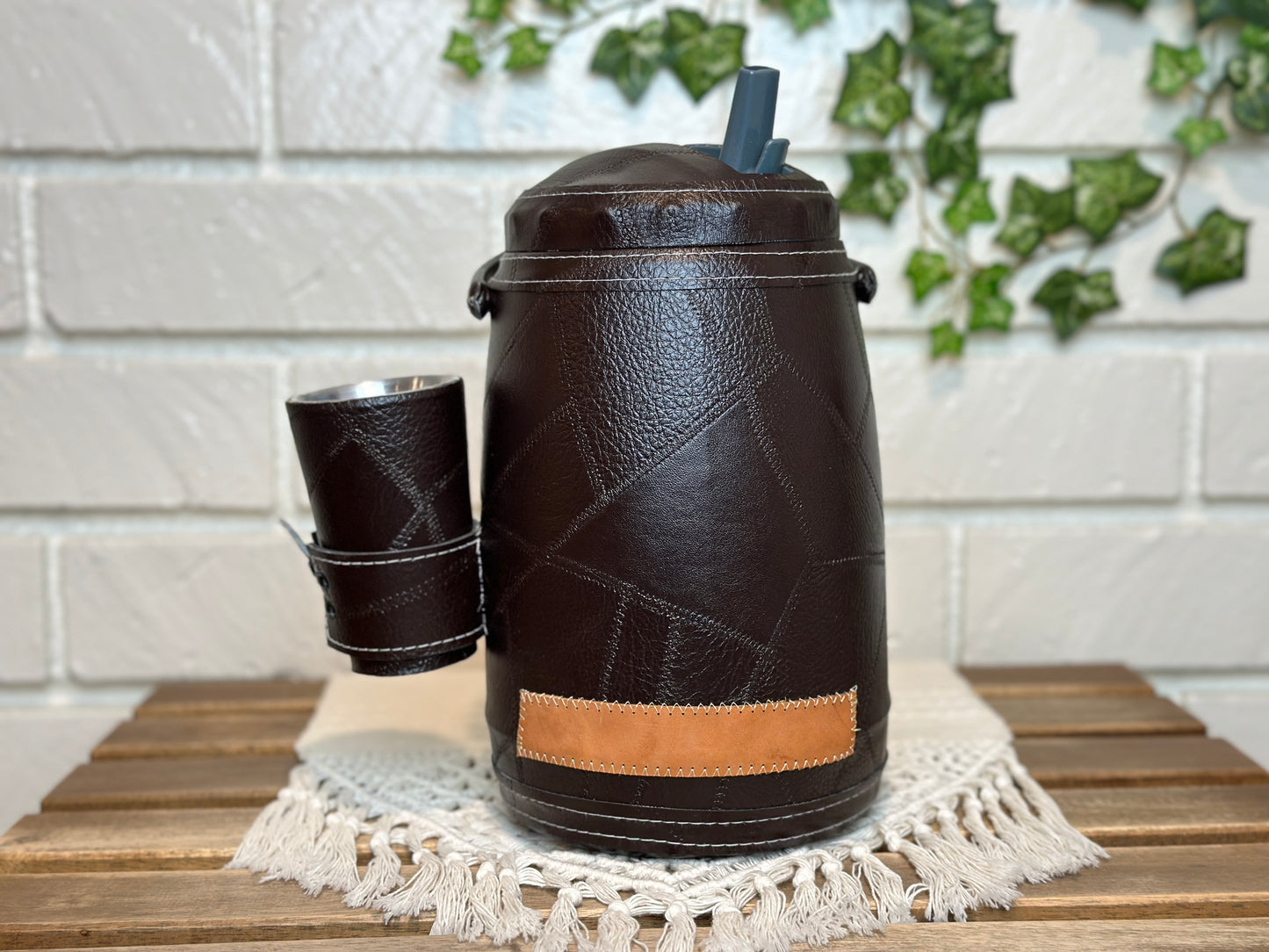 Tereré Set: Leather Yerba Mate Termo (cold water), Mate Cup & Bombilla (Straw)