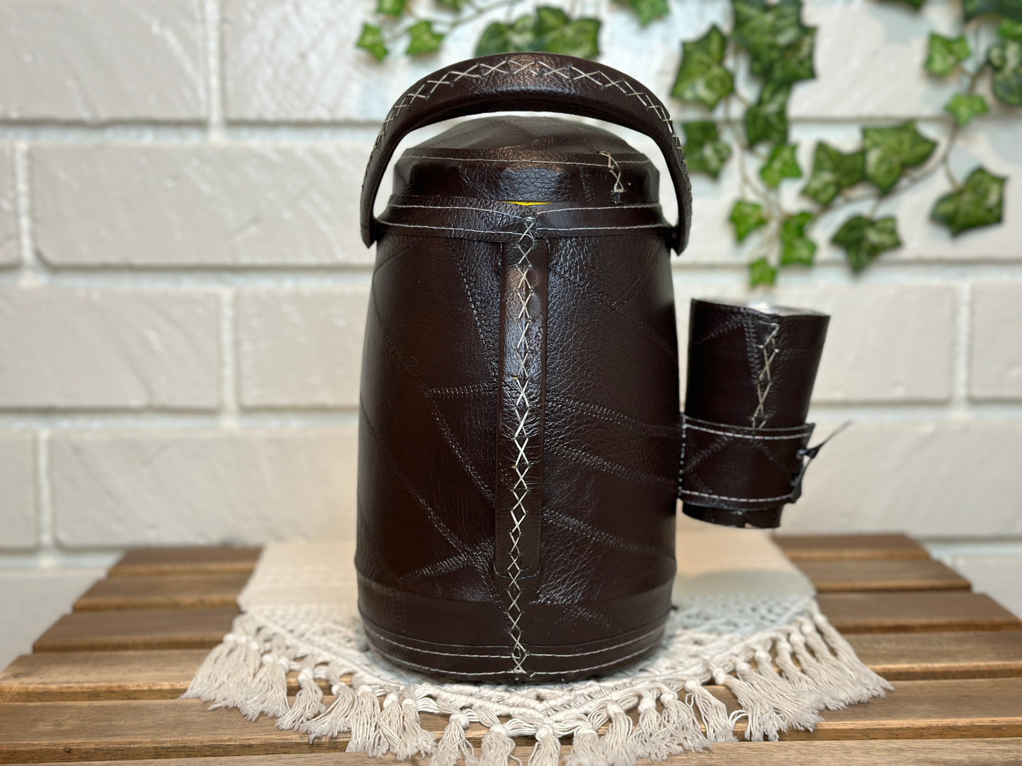 Tereré Set: Leather Yerba Mate Termo (cold water), Mate Cup & Bombilla (Straw)