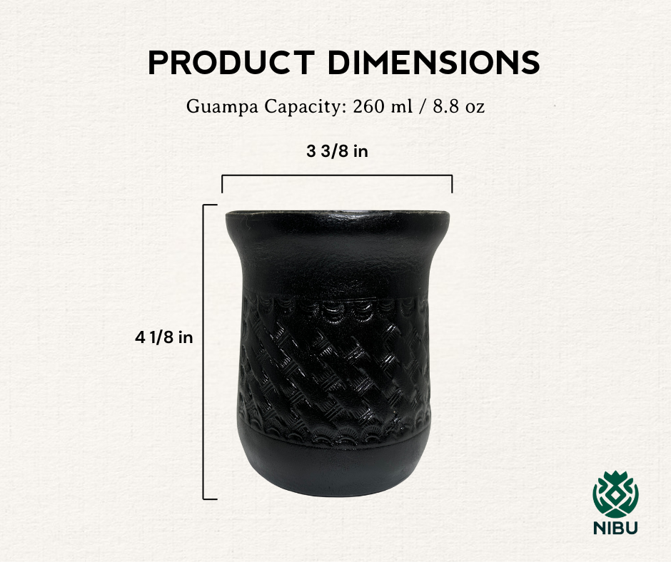 Leather-Wrapped Stainless Steel Yerba Mate Cup with Straw, Cleaning Brush, Black 260 ml